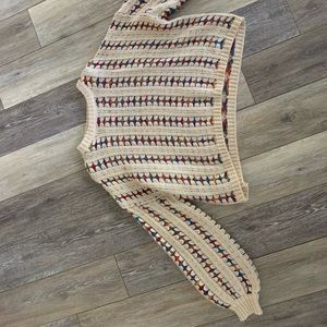 Chunky knit sweater with rainbow yarn underneath!